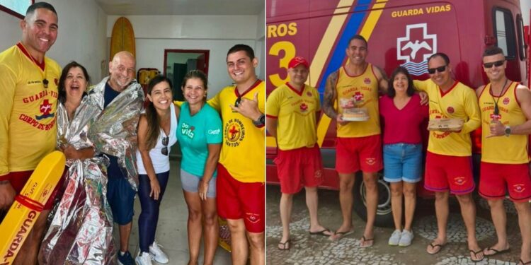 Guarda-vidas reencontram mulher resgatada de veleiro à deriva em SP: 'Emocionante'