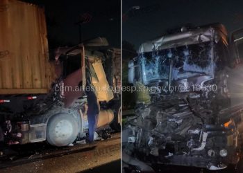 Engavetamento com quatro carretas deixa caminhoneiro em estado grave em rodovia de SP